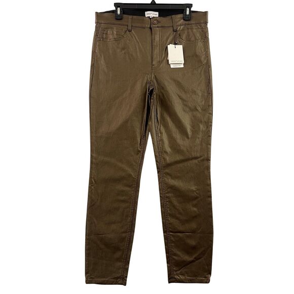 Gibson Latimer Pants Womens Size 16 Brown Copper Faux Leather Leggings Skinny - Picture 1 of 16